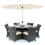 **ex-display** texas 6 seater round table rattan garden furniture set - DVGNBAG