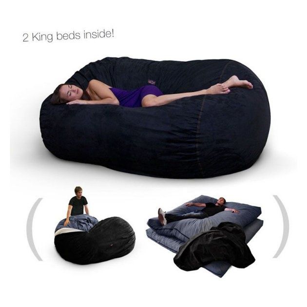 bean bag sofa bed corda royu0027s double king size convertible foam bean bag bed in micro MRTWNVU