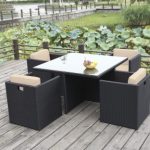 cheap garden furniture sets brown rattan garden furniture set with 4 chairs QSVWZUV