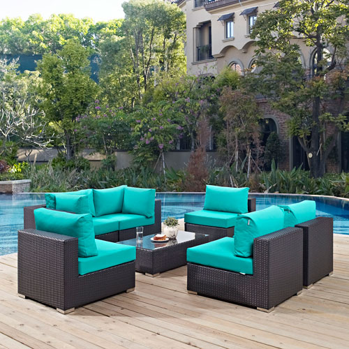 Cheap patio furniture modway furniture convene 7 piece outdoor patio sectional set in espresso HODNTNC