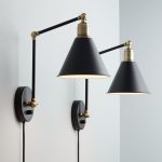 decorative wall lamps wray black and antique brass plug-in wall lamp set of 2 MOPWJXW