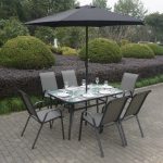 garden furniture Sets black and grey metal 6 seater garden furniture set - parasol included BYHIPTV