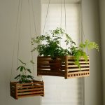 indoor plants ideas-use wooden crates to hang your herbs YTPOUUL