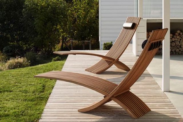Modern garden furniture modern outdoor furniture chic sculptural teak loungers for a modern outdoor TWEIKJB