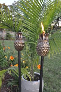 outdoor tiki decor set of 2 pineapple vintage antique tiki torches give a tropical weathered CZBFMEO