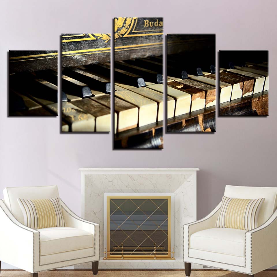 panel shelves for musical decoration framework poster canvas painting wall art home decor 5 panel piano UHNGAEV