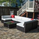 polyrattan Lounge Seating group 7 piece rattan sectional seating group with cushions PFLMMAW