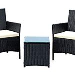polyrattan Lounge Seating group ids home 3-piece compact outdoor/indoor garden patio furniture set black pe OVAWXKW