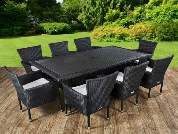 rattan garden furniture cambridge 8 rattan garden chairs and rectangular table set in black and MIHIEXK