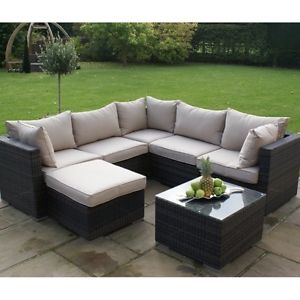 rattan garden furniture image is loading santorini-rattan-garden-furniture -brown-corner-group-withouth- OVLFEIQ