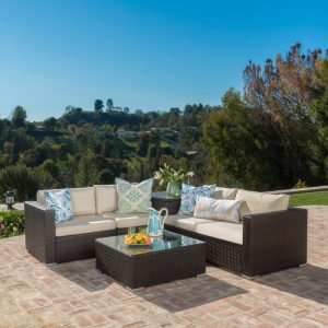 Rattan Seating Group benbow 6 piece rattan seating group with cushions KHQBAIT