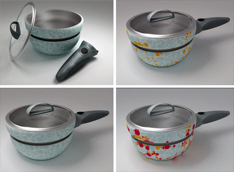 Design cooking pots color-changing cookware: hot pot + serving bowl design OXEIFEM