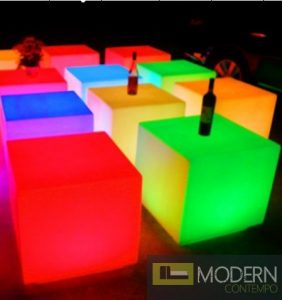 Illuminated furniture illuminated furniture rechargeable led cube with color change remote REJQJUP