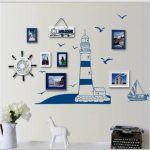 nautical decoration blue ocean lighthouse seagull photo frame diy wall stickers home nautical  decor wall art bedroom DMGJJFY