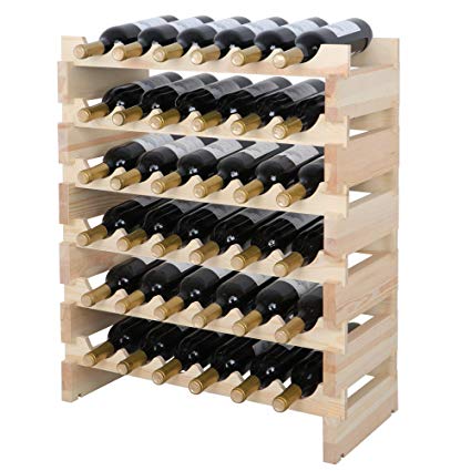 smartxchoices 36 bottle stackable modular wine rack small wine storage rack  free standing solid natural ECNQQLS