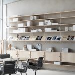 String Shelving System string 75 x 30 white wall panels with ash shelves WWGFNMB