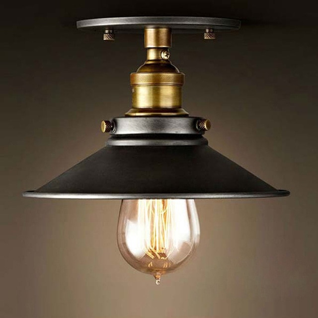 Loft Vintage Ceiling Lamp Round Retro Ceiling Light Industrial