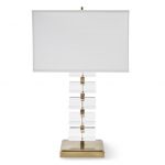 Stacked Crystal Table Lamp, Antique Brass