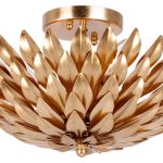 Crystorama Broche Flush Mount Ceiling Fixture, Antique Gold
