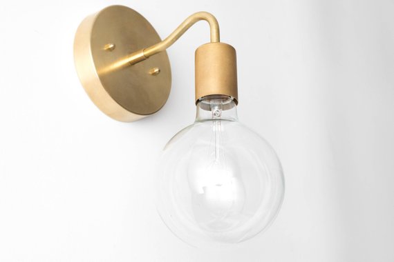 Brass Wall Sconce Globe Sconce Minimal Sconce Light | Etsy