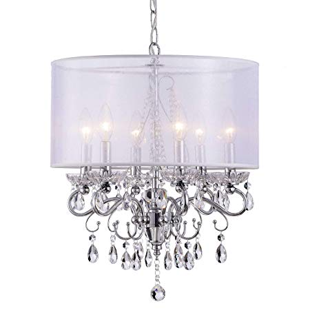 Allured Crystal Chandelier with Translucent Fabric Shade - - Amazon.com