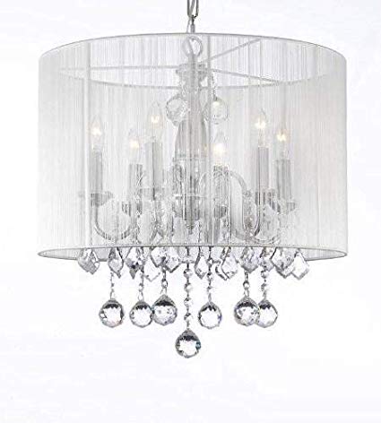 Crystal Chandelier Chandeliers With Large White Shade & 40MM Crystal