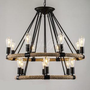 Retro American Village Rope Chandelier Creative Pastoral Rustic