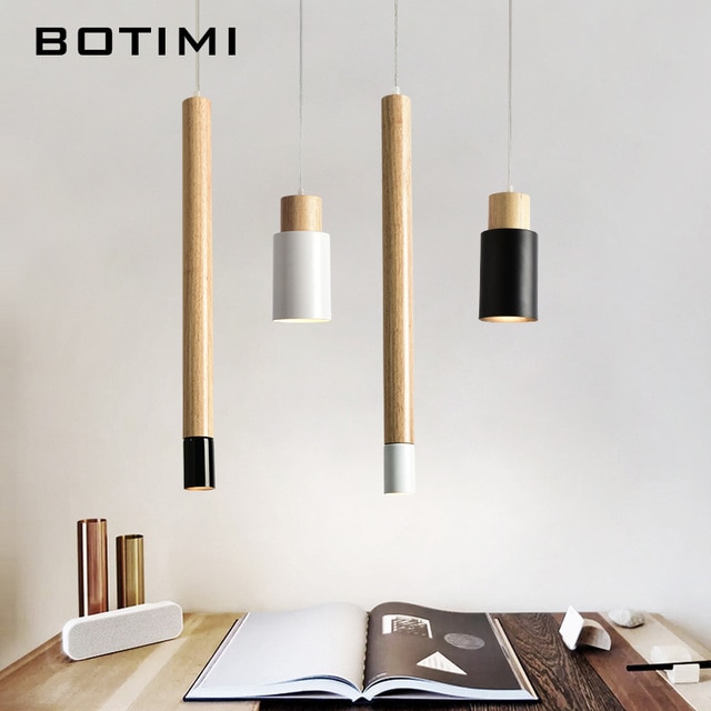 BOTIMI Nordic Designer Pendant Lights Wooden Dining Light Modern