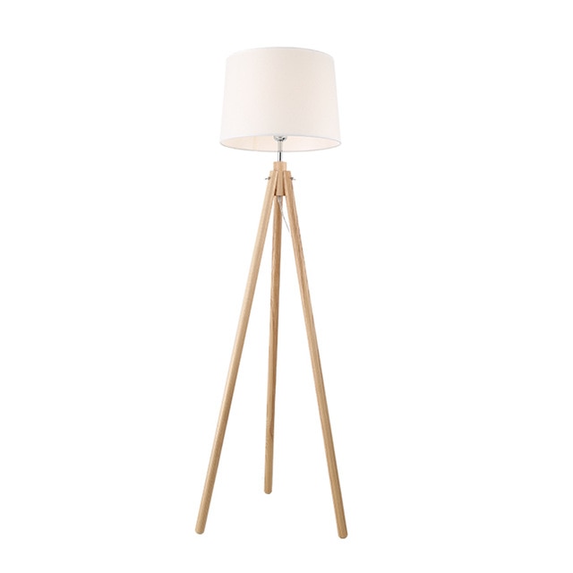 Modern Minimalist Wood Tripod Floor Lamp simple life Fabric Shade