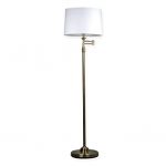 Julian Swing Arm Floor Lamp with Fabric Shade (Antique Brass
