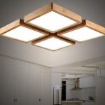 Modern brief Wooden led ceiling light square minimalism ceiling