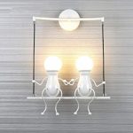 Creative Iron Wall Lamps, Nordic LED Swing Dolls Child Boy Girl