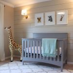 Boy's Nursery with Beige Shiplap Accent Wall - Transitional