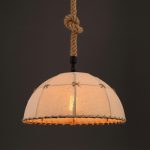 Vintage Style 1 Light Fabric Shade Pendant Light with Natural Rope