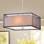 Shop Prest 16-inch Square Pendant Lamp with Black Sheer Fabric Shade