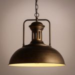 One Light Metal Dome Shade Rustic Hanging Lamp Of Industrial Style