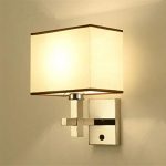 DHXY Wall Lights Modern E27 Bedside Fabric Lampshade Stainless Steel