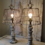 Wooden baluster table lamp rustic farmhouse distressed wood base w