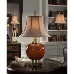 Uttermost Daviel Cinnamon Red Porcelain Silken Golden Textile Table Lamp