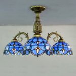 Three-light Semi Flush Mount Tiffany Ceiling Lights