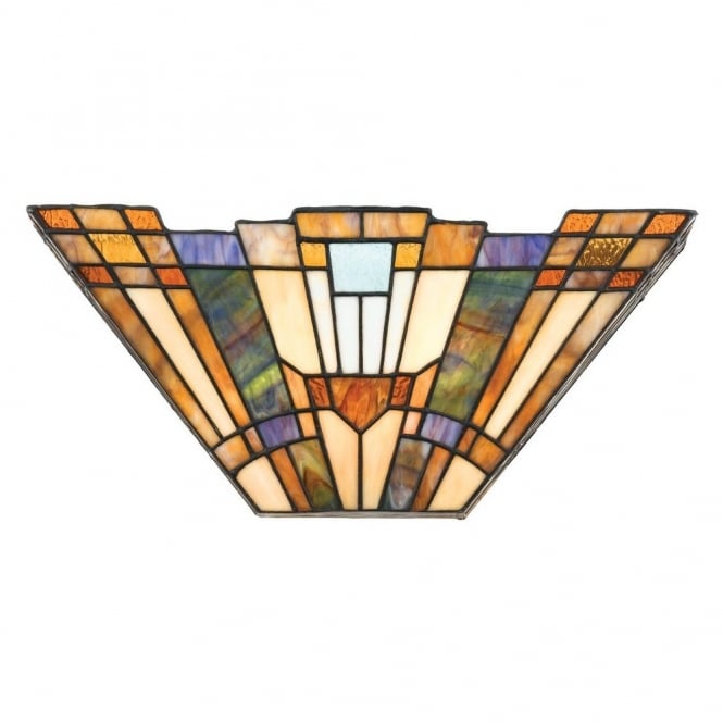Tiffany Style Wall Washer with Art Deco Geometric Pattern Shade