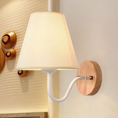 Industrial Wall Sconce with Fabric Shade and Gooseneck Fixture Arm