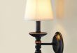 14 '' Tall Industrial LED Wall Lamp with Fabric Shade in Aged Bronze