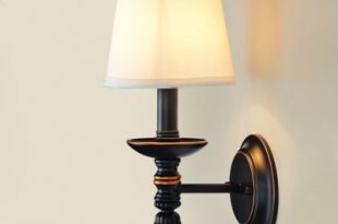 14 '' Tall Industrial LED Wall Lamp with Fabric Shade in Aged Bronze