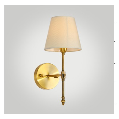 Antique Brushed Brass Wall Sconce with a Fabric Shade - Dezine