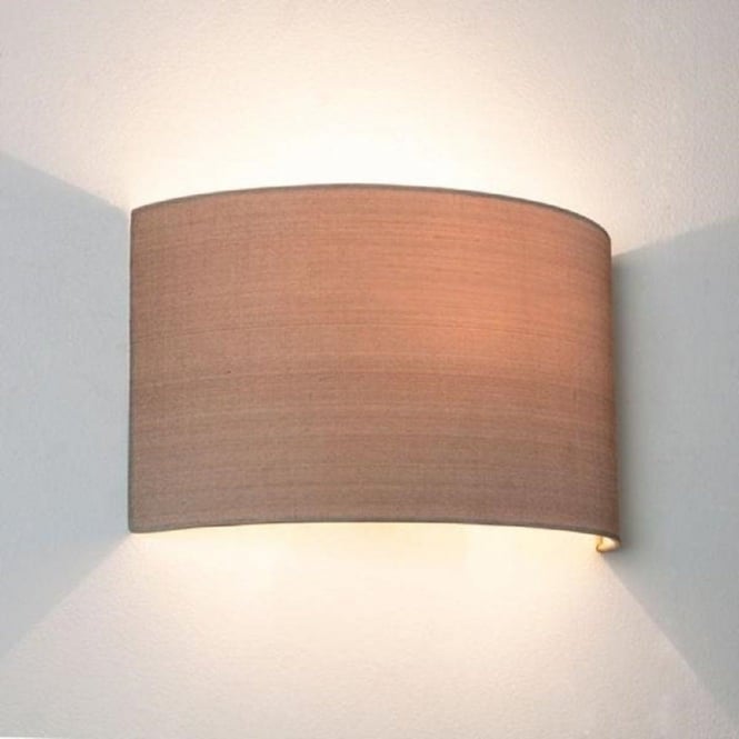 Oyster Coloured Curved Fabric Wall Washer Style Wall Light