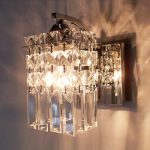 Polished Chrome Finish Wall Light Sconce Accented with a Column of