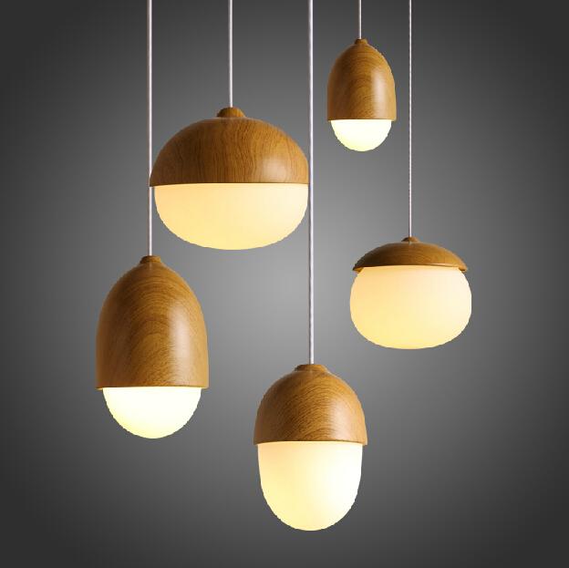 Wood Vintage Design Lights Solid Wood Pendant Lamps Bar Restaurant