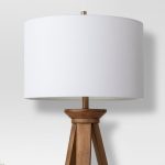 Oak Wood Tripod Floor Lamp Brass Includes Energy Efficient Light