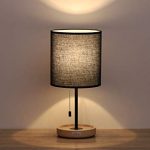 HAITRAL Wooden Table Lamps Black - Minimalist Bedside Desk Lamp with